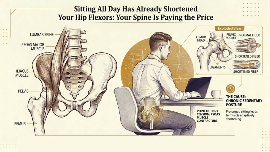 Sitting All Day Has Already Shortened Your Hip Flexors: Your Spine Is Paying the Price