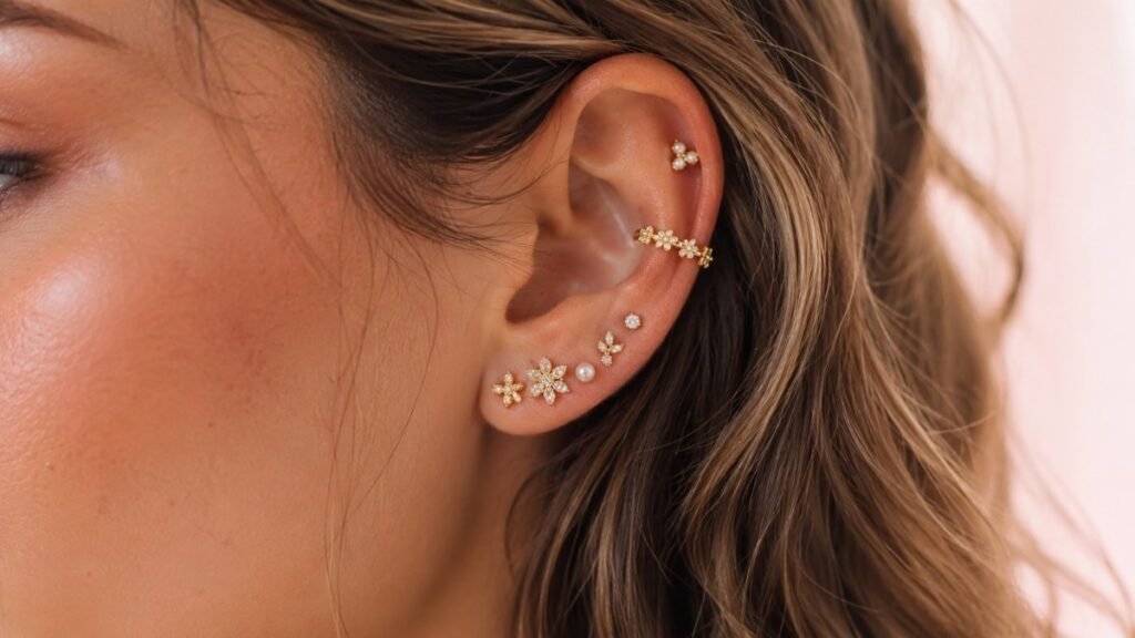 25 Flower Lobe & Helix Piercing Ideas for a Soft Girl Aesthetic